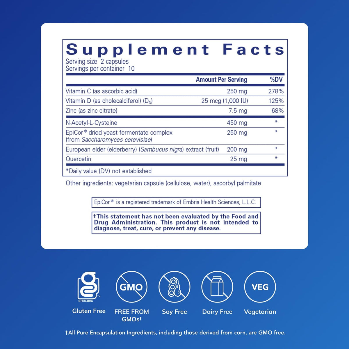 Emballage de Pure Encapsulations PureDefense 20 Capsules