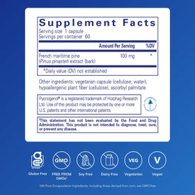 Emballage de Pure Encapsulations Pycnogenol 100 mg