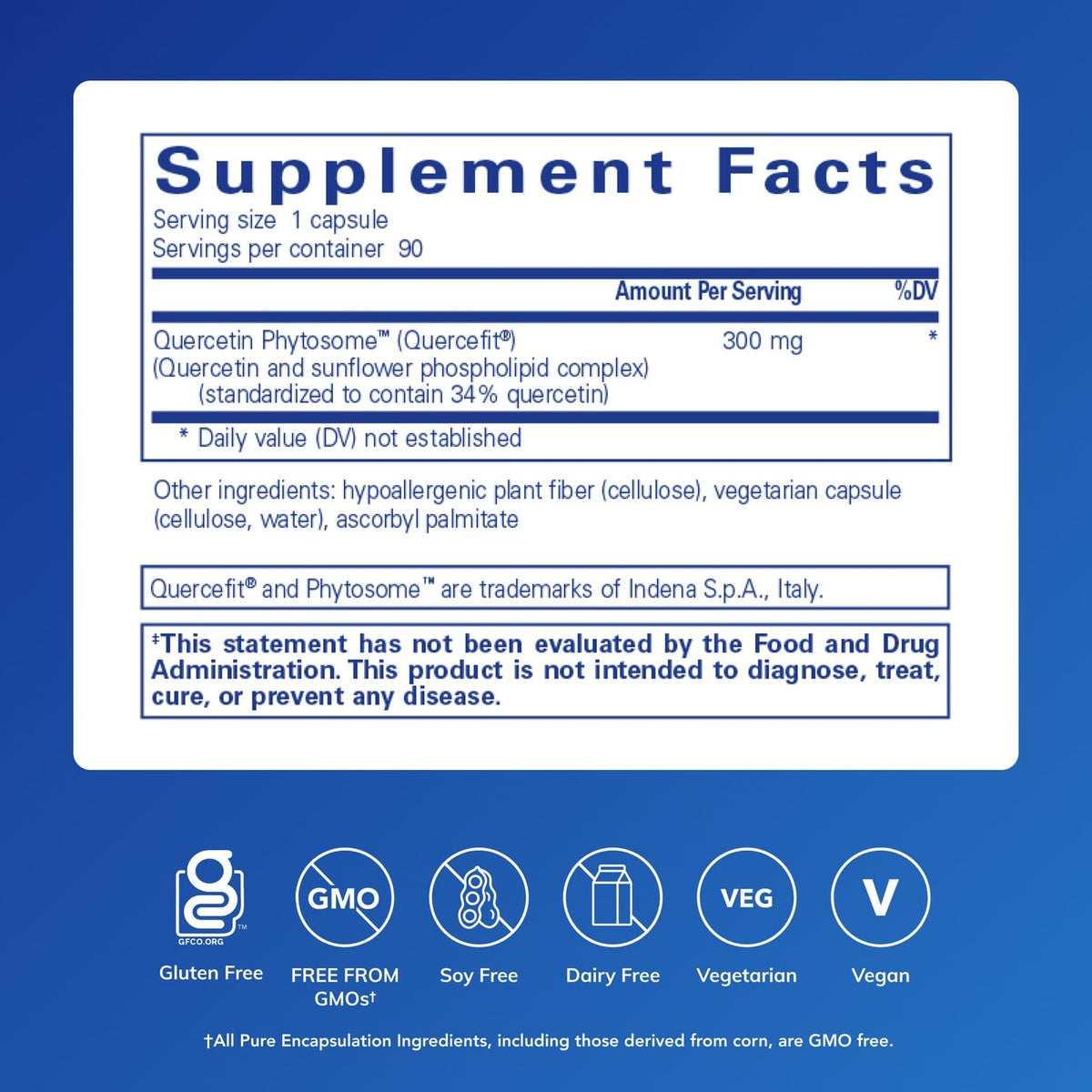 Emballage de Pure Encapsulations Quercetin UltraSorb 90 capsules