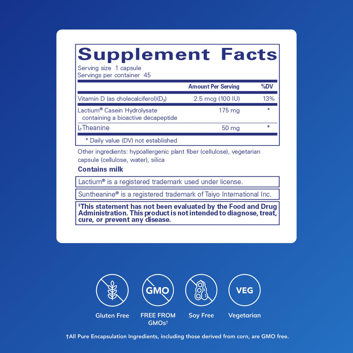 Emballage de Pure Encapsulations Sereniten Plus 45 capsules