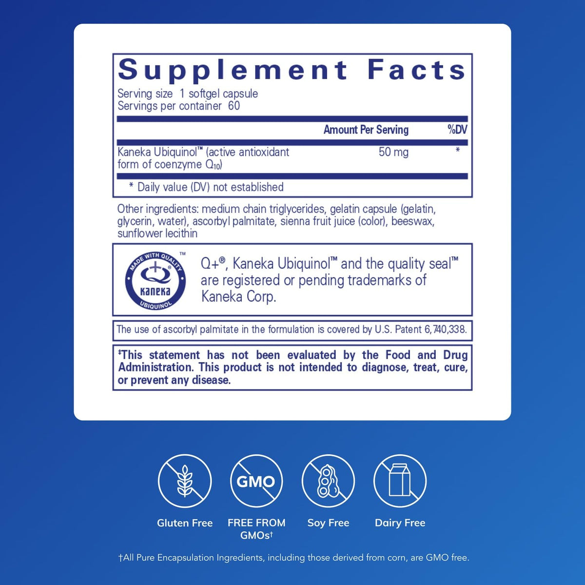 Emballage de Pure Encapsulations Ubiquinol-QH 50 mg 60 capsules molles