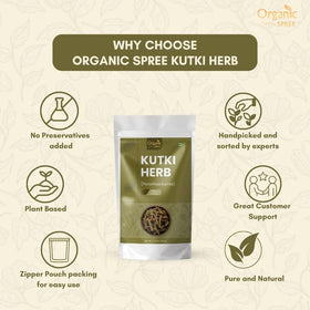 Emballage de Racine Kutki ORGANIC SPREE 100g sur une table
