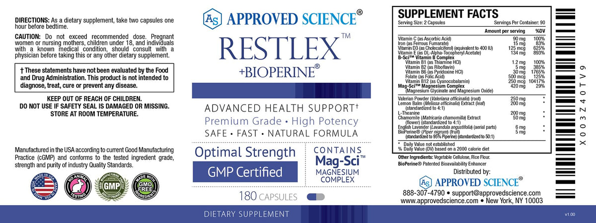 Emballage de Restlex d'Approved Science sur fond blanc