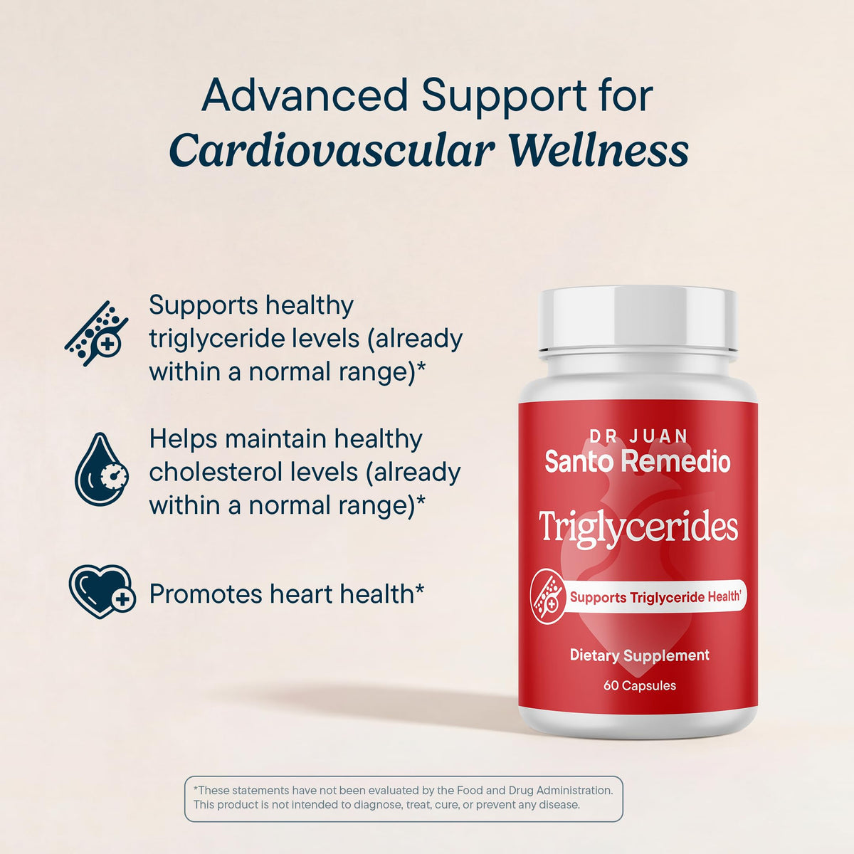 Emballage de Santo Remedio Triglyceride+ avec informations nutritionnelles