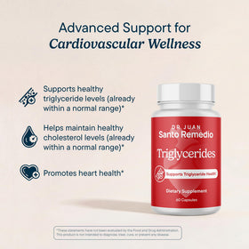 Emballage de Santo Remedio Triglyceride+ avec informations nutritionnelles