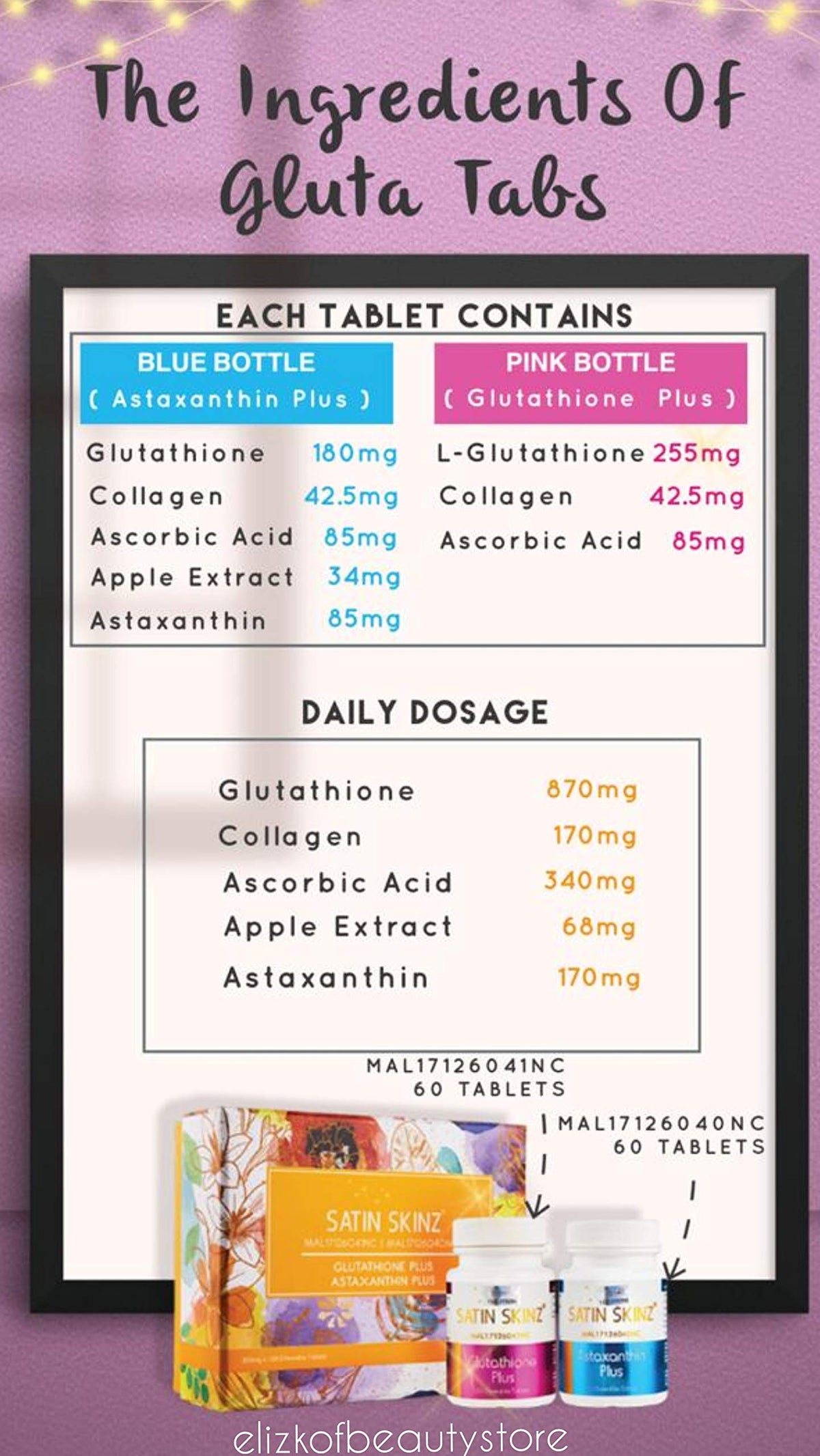 Emballage de Satin Skinz GLUTATHIONE Plus 256g
