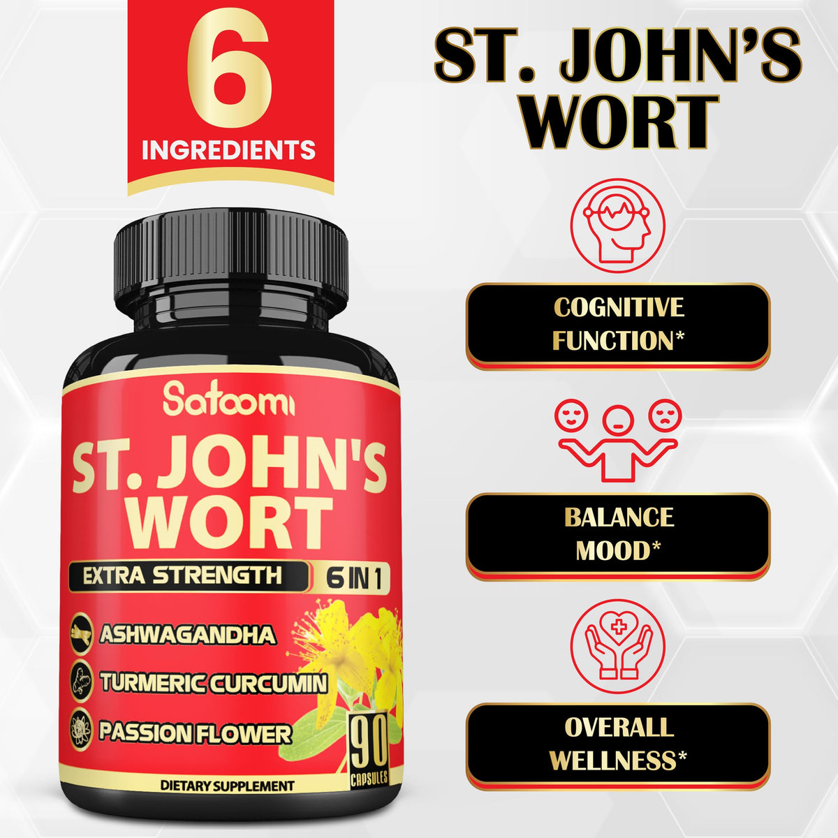 Emballage de Satoomi Hypéricum Perforatum 90 gélules végétales