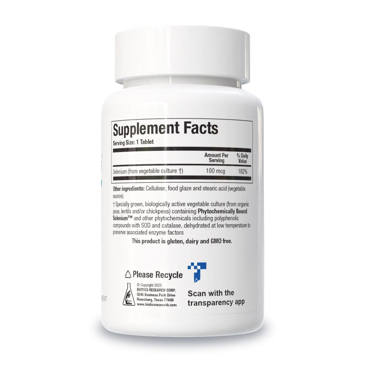 Emballage de Se-Zyme Forte™ avec description des ingrédients