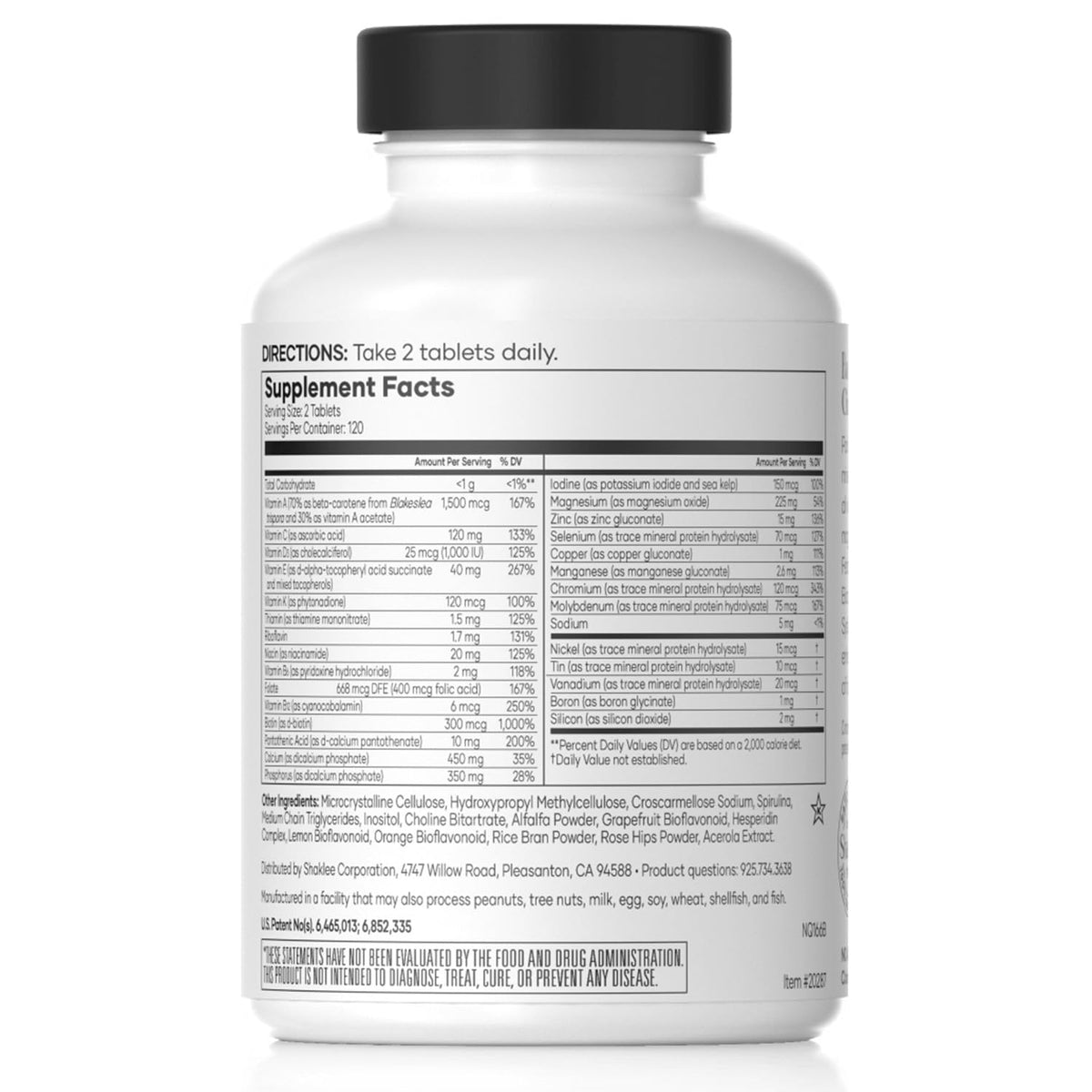 Emballage de Shaklee Vita-Lea® Men avec nutrition détaillée