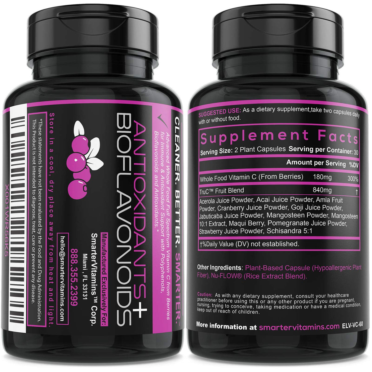 Emballage de SmarterVitamins Vitamine C 180 capsules