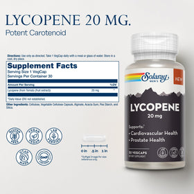 Emballage de SOLARAY Lycopène 20mg avec informations sur le produit