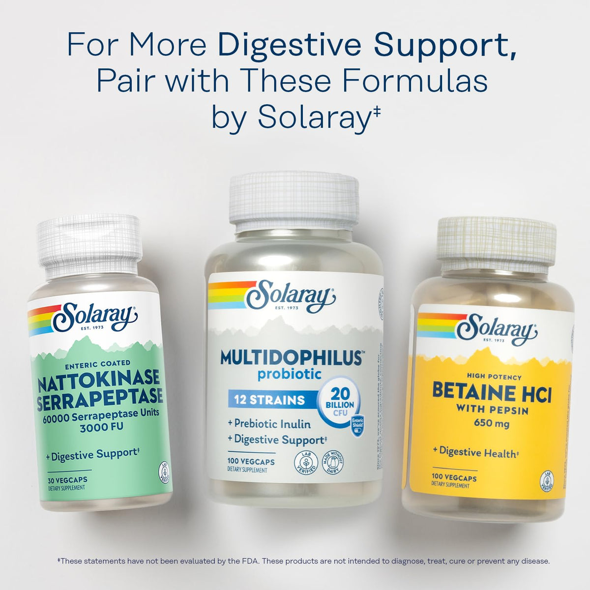 Emballage de SOLARAY Nattokinase Serrapeptase 30 VegCaps
