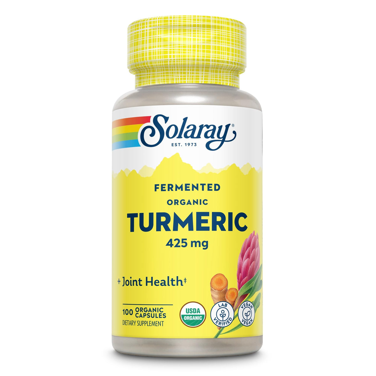 Emballage de SOLARAY Racine de Curcuma Fermentée 500mg 100 VegCaps