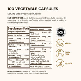 Emballage de Solgar B-Complex 50 avec capsules à l'intérieur