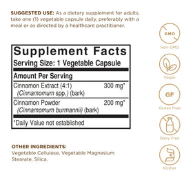 Emballage de Solgar Cannelle 100 Capsules Végétales