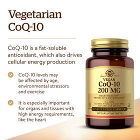Emballage de Solgar CoQ-10 200 mg avec étiquettes