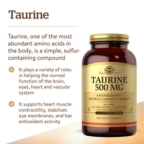 Emballage de Solgar Taurine 500 mg capsules