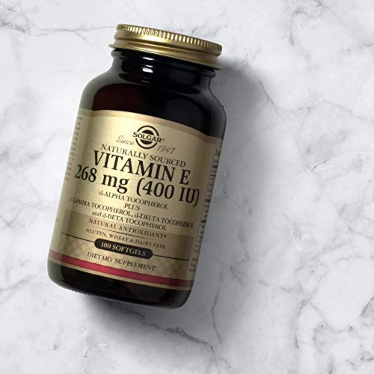 Emballage de Solgar Vitamine E 268 mg 250 gélules
