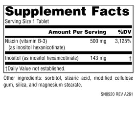 Emballage de Source Naturals Niacine B-3 500 mg comprimés
