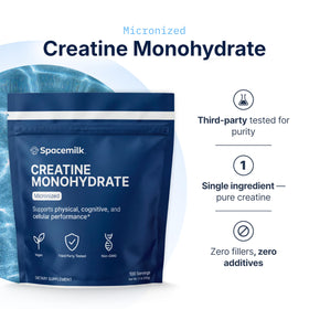 Emballage de Spacemilk créatine monohydrate micronisée, côté