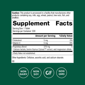 Emballage de Standard Process Thymex avec informations nutritionnelles