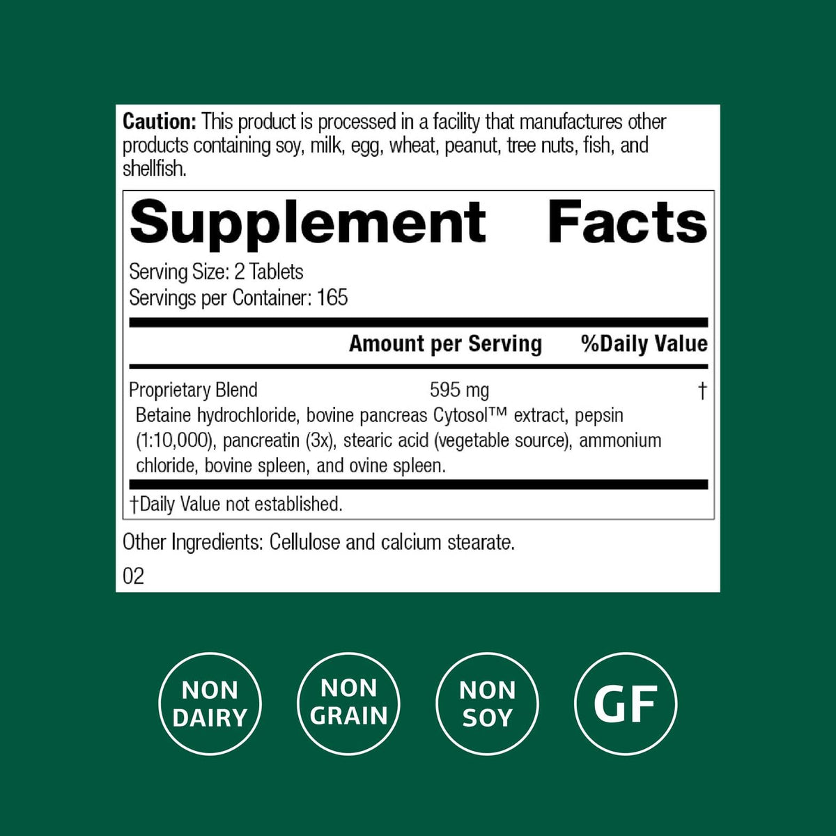 Emballage de Standard Process Zypan avec informations nutritionnelles