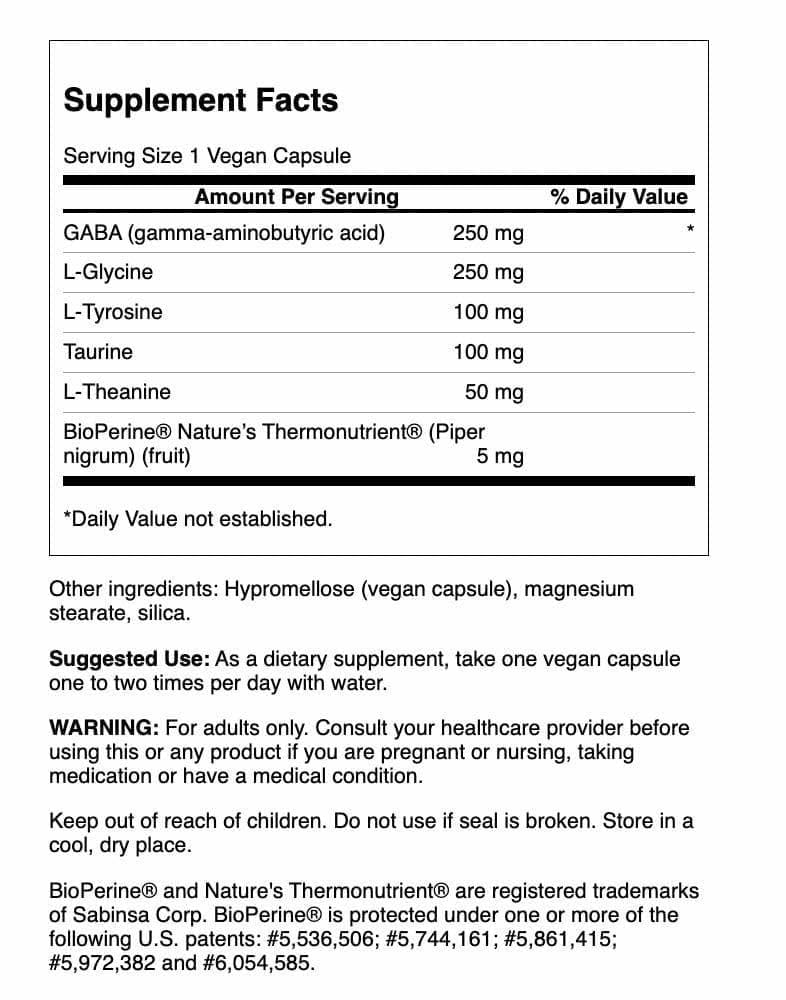 Emballage de Swanson Amino Acid Gabaplex 60 capsules végétariennes