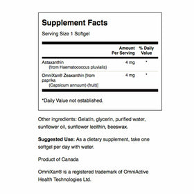 Emballage de Swanson Astaxanthin et Zeaxanthin 60 gélules