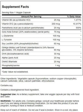 Emballage de Swanson Brain Essentials avec capsules visibles