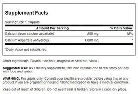 Emballage de Swanson Calcium Aspartate, 200mg par capsule