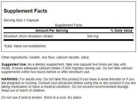 Emballage de Swanson Citrate de Strontium 340 mg avec étiquette