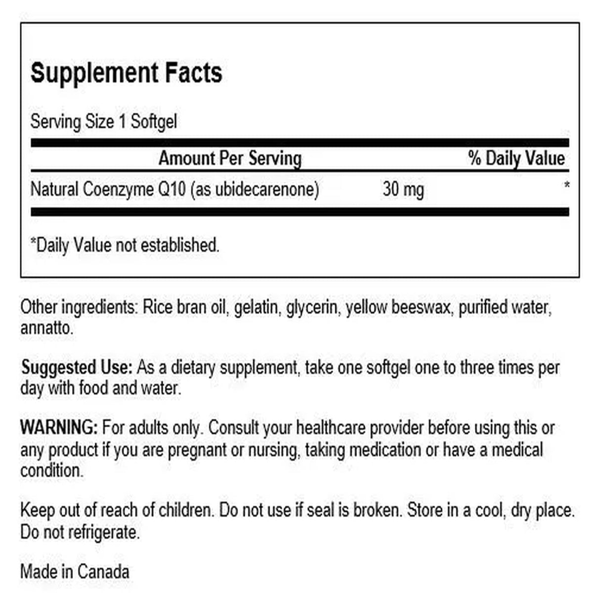 Emballage de Swanson CoQ10 30 mg gélules