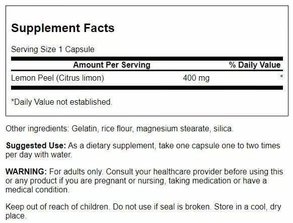 Emballage de Swanson Écorce de Citron 400 mg, 60 Capsules