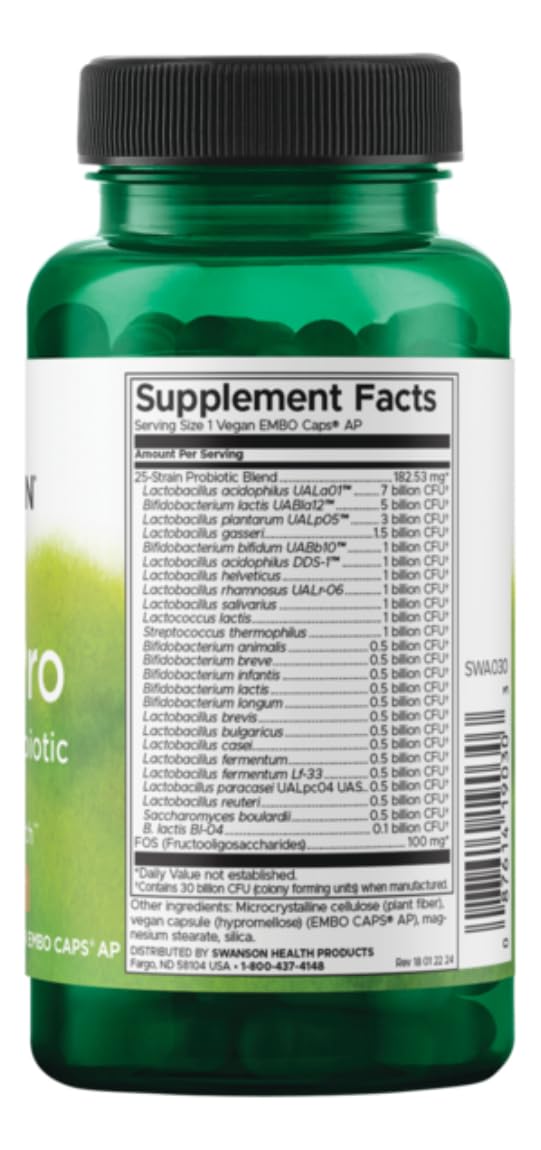 Emballage de Swanson Epic-Pro Probiotique 30 gélules végétales