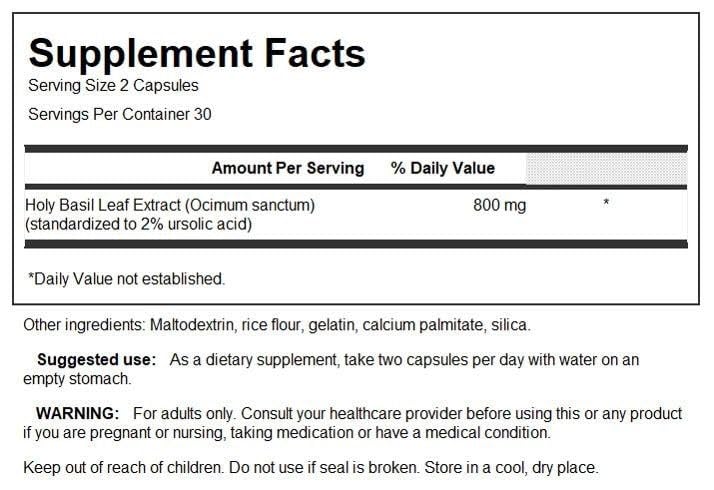 Emballage de Swanson extrait de basilic sacré Tulsi 400 mg, 60 capsules