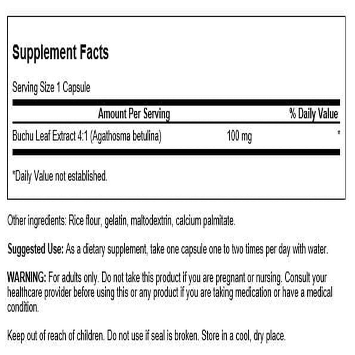 Emballage de Swanson Extrait de Feuille de Buchu 60 capsules