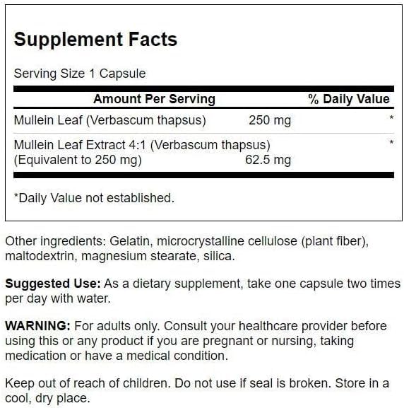 Emballage de Swanson Extrait de Feuille de Molène 250 mg