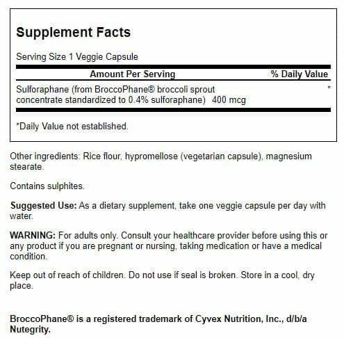 Emballage de Swanson Extrait de Germes de Brocoli avec étiquette