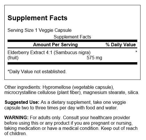 Emballage de Swanson Extrait de Sureau 575 mg gélules végétales