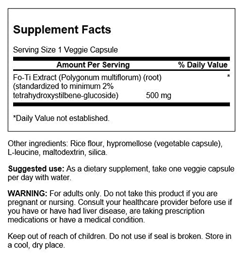 Emballage de Swanson Fo-Ti 500 mg 60 gélules végétales