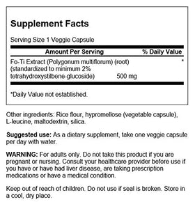 Emballage de Swanson Fo-Ti 500 mg 60 gélules végétales