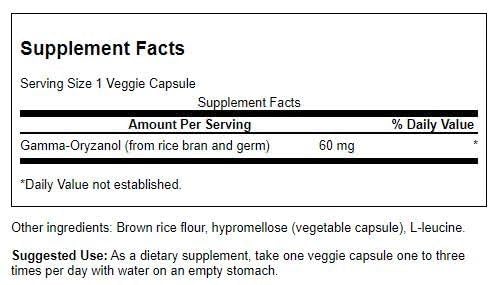 Emballage de Swanson Gamma Oryzanol 60 mg 90 Capsules Végétales