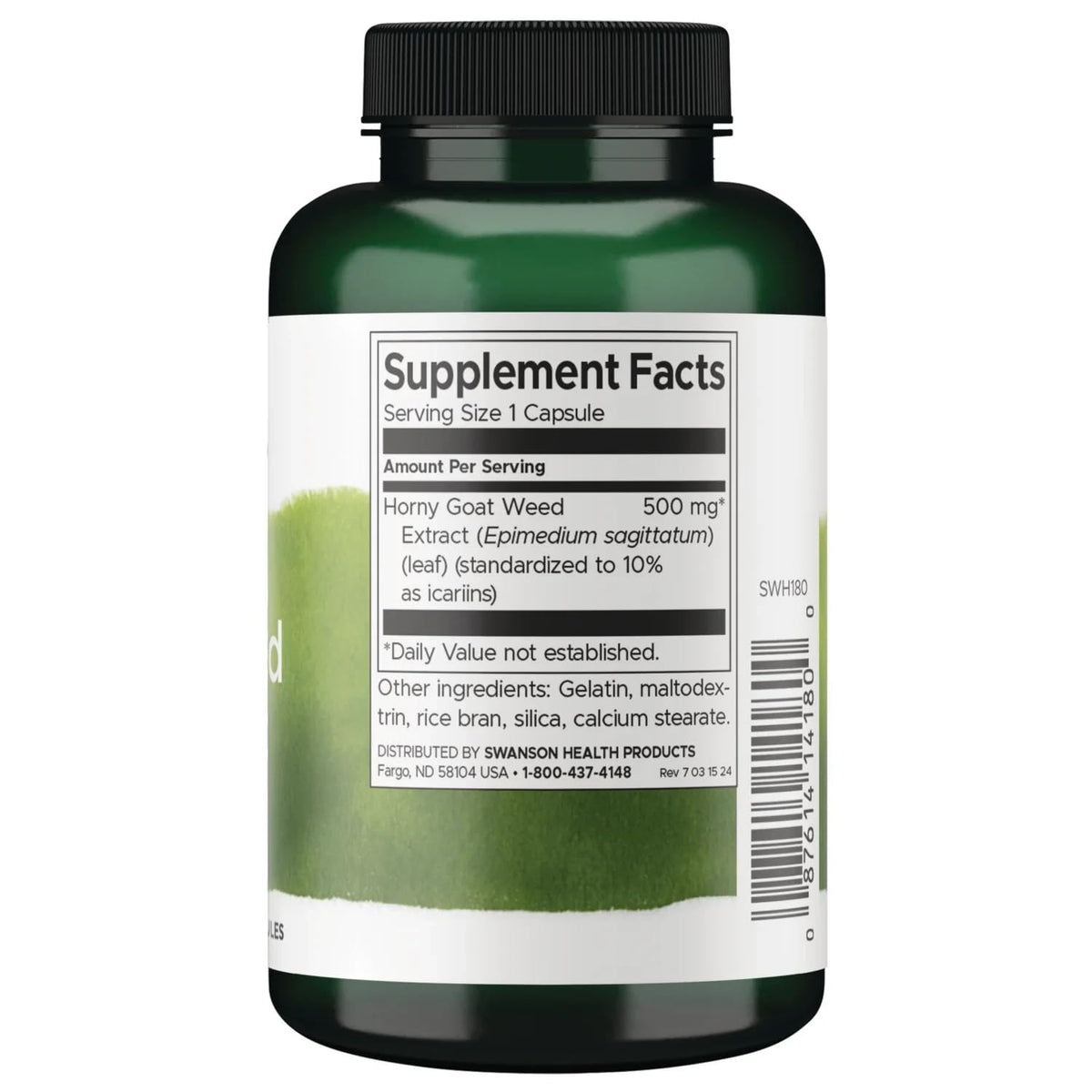 Emballage de Swanson Horny Goat Weed Complex 120 capsules