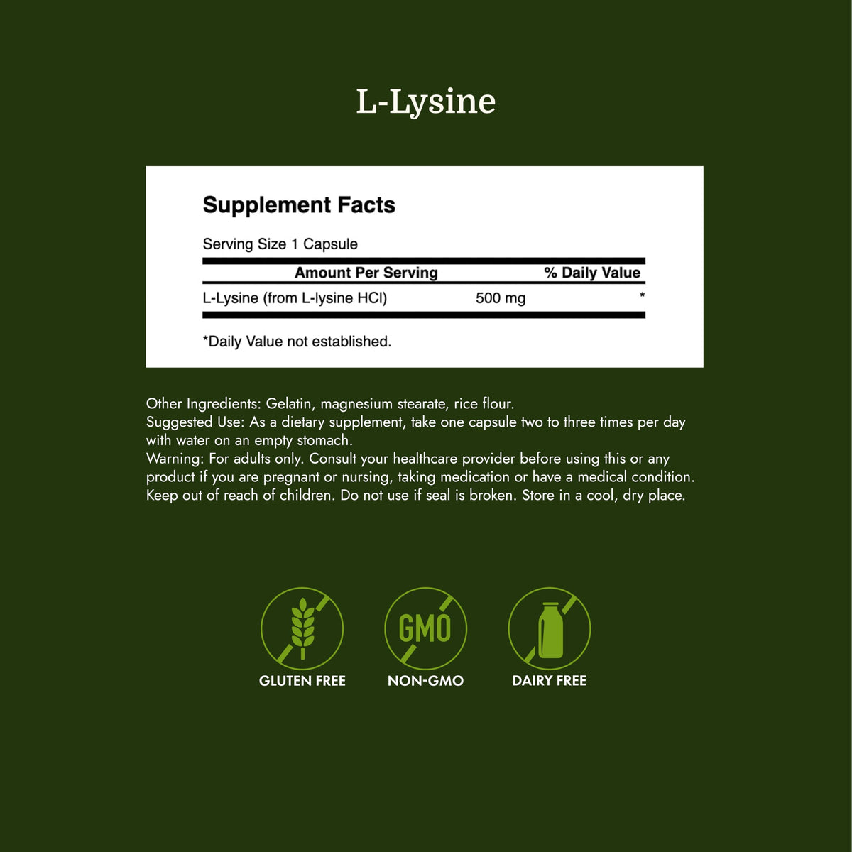 Emballage de Swanson L-Lysine 500 mg