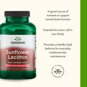 Emballage de Swanson Lecithine de Tournesol 1 200 mg sur une surface blanche