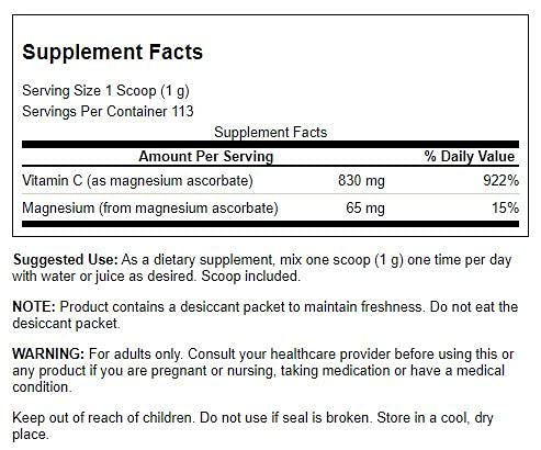 Emballage de Swanson Magnésium Ascorbate 160g