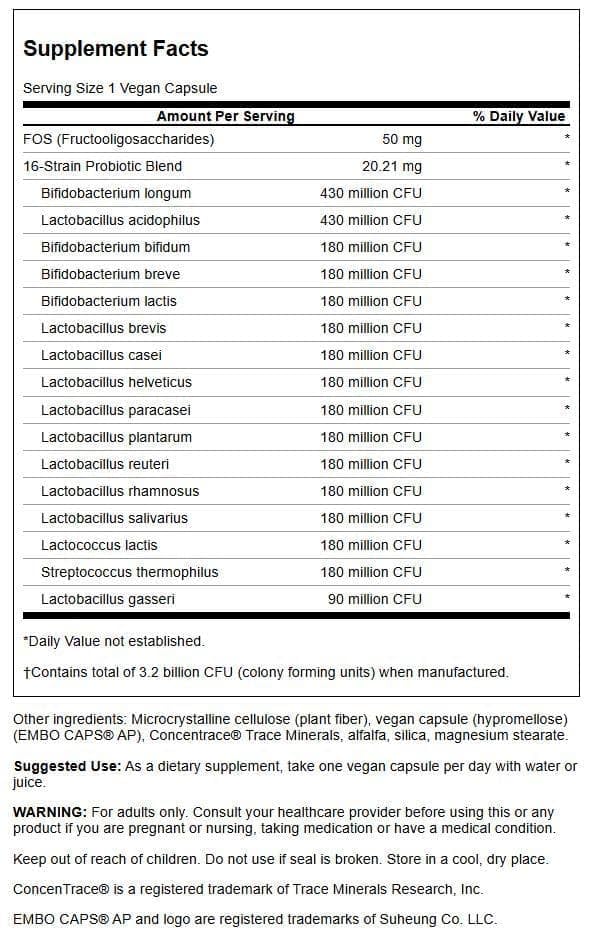 Emballage de Swanson Probiotique 16 souches avec capsules