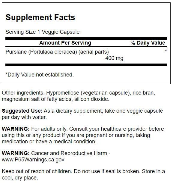 Emballage de Swanson Purslane 400 mg 60 capsules
