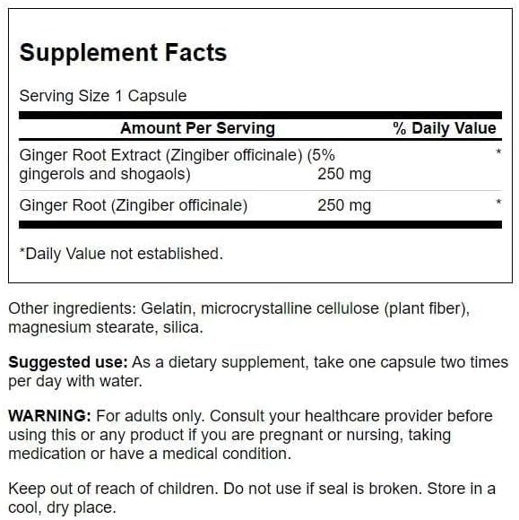 Emballage de Swanson Racine de Gingembre 250 mg 120 gélules