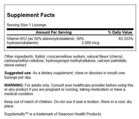Emballage de Swanson Vitamine B12 Sublinguale 60 Comprimés
